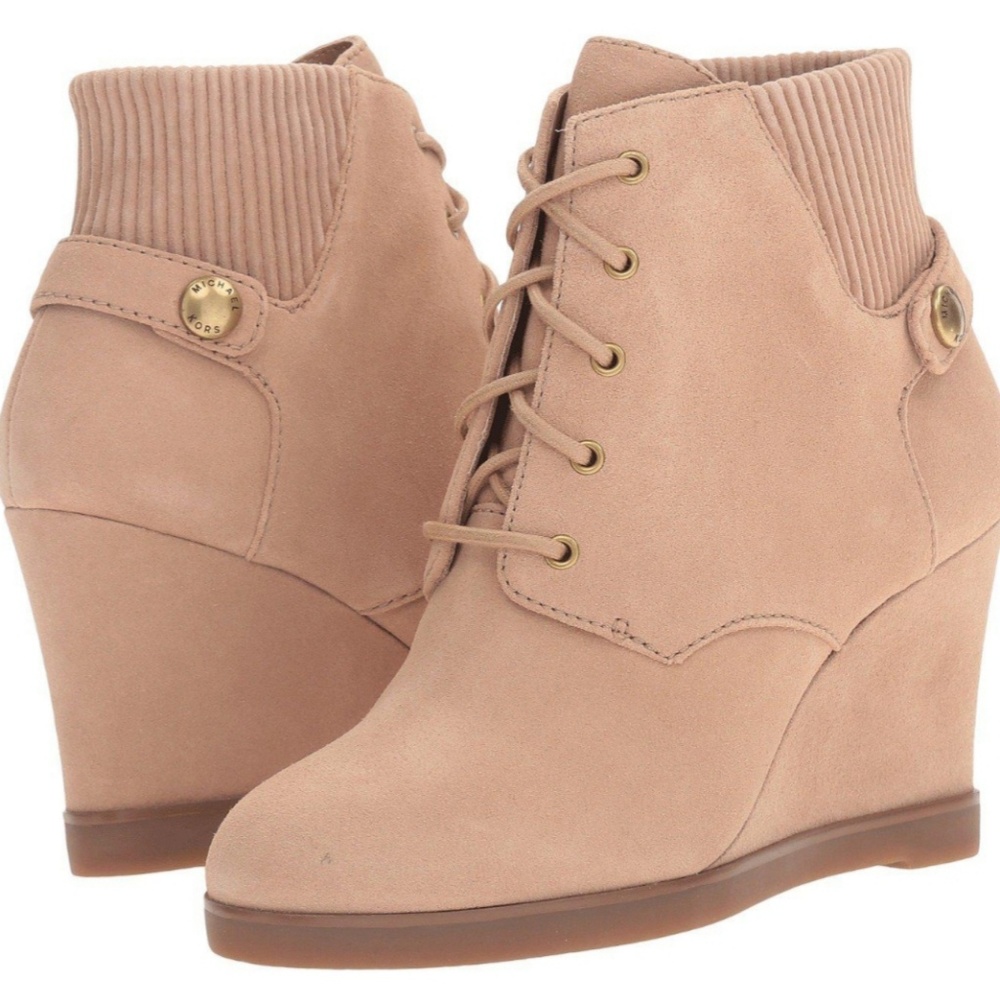 michael kors carrigan wedge suede